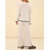 imageZESICA Womens 2 Piece Outfits Set Casual Long Sleeve Knit Pullover Top and Wide Leg Pants Sweatsuit Lounge SetsNatural