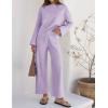 imageZESICA Womens 2 Piece Outfits Set Casual Long Sleeve Knit Pullover Top and Wide Leg Pants Sweatsuit Lounge SetsPurple