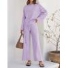 imageZESICA Womens 2 Piece Outfits Set Casual Long Sleeve Knit Pullover Top and Wide Leg Pants Sweatsuit Lounge SetsPurple