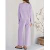 imageZESICA Womens 2 Piece Outfits Set Casual Long Sleeve Knit Pullover Top and Wide Leg Pants Sweatsuit Lounge SetsPurple