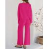 imageZESICA Womens 2 Piece Outfits Set Casual Long Sleeve Knit Pullover Top and Wide Leg Pants Sweatsuit Lounge SetsRose