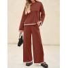 imageZESICA Womens 2 Piece Outfits Set Casual Long Sleeve Knit Pullover Top and Wide Leg Pants Sweatsuit Lounge SetsRust
