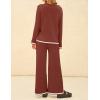 imageZESICA Womens 2 Piece Outfits Set Casual Long Sleeve Knit Pullover Top and Wide Leg Pants Sweatsuit Lounge SetsRust