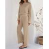 imageZESICA Womens 2 Piece Outfits Set Casual Long Sleeve Knit Pullover Top and Wide Leg Pants Sweatsuit Lounge SetsSand