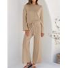 imageZESICA Womens 2 Piece Outfits Set Casual Long Sleeve Knit Pullover Top and Wide Leg Pants Sweatsuit Lounge SetsSand