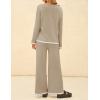 imageZESICA Womens 2 Piece Outfits Set Casual Long Sleeve Knit Pullover Top and Wide Leg Pants Sweatsuit Lounge SetsTan