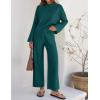 imageZESICA Womens 2 Piece Outfits Set Casual Long Sleeve Knit Pullover Top and Wide Leg Pants Sweatsuit Lounge SetsTeal