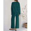 imageZESICA Womens 2 Piece Outfits Set Casual Long Sleeve Knit Pullover Top and Wide Leg Pants Sweatsuit Lounge SetsTeal