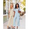 imageZESICA Womens 2025 Casual 2 Piece Outfits Short Sleeve Blazer Jacket and Wide Leg Pants Loose Business Suit SetsApricot