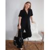 imageZESICA Womens 2025 Casual 2 Piece Outfits Short Sleeve Blazer Jacket and Wide Leg Pants Loose Business Suit SetsBlack