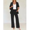 imageZESICA Womens 2025 Casual 2 Piece Outfits Short Sleeve Blazer Jacket and Wide Leg Pants Loose Business Suit SetsBlack