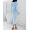 imageZESICA Womens 2025 Ribbed Knit Dress Long Sleeve Mock Neck Slim Fit Side Slit Spring Elegant Sweater DressesLightblue