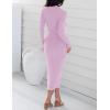 imageZESICA Womens 2025 Ribbed Knit Dress Long Sleeve Mock Neck Slim Fit Side Slit Spring Elegant Sweater DressesPurple