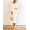 imageZESICA Womens 2025 Square Neck Ribbed Knit Dress Puff Long Sleeve Slim Fit Bodycon Fall Winter Pullover Sweater DressIvory
