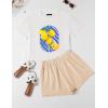 imageZESICA Womens 2025 Summer 2 Piece Lounge Set Short Sleeve Graphic Print Tops and Shorts Outfits with PocketsApricot