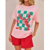 imageZESICA Womens 2025 Summer 2 Piece Lounge Set Short Sleeve Graphic Print Tops and Shorts Outfits with PocketsRed