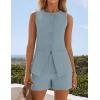 imageZESICA Womens 2025 Summer 2 Piece Short Sets Sleeveless Crew Neck Suit Vest Tops High Waist Shorts Business OutfitsDustyblue