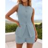 imageZESICA Womens 2025 Summer 2 Piece Short Sets Sleeveless Crew Neck Suit Vest Tops High Waist Shorts Business OutfitsDustyblue
