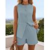 imageZESICA Womens 2025 Summer 2 Piece Short Sets Sleeveless Crew Neck Suit Vest Tops High Waist Shorts Business OutfitsDustyblue