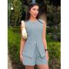 imageZESICA Womens 2025 Summer 2 Piece Short Sets Sleeveless Crew Neck Suit Vest Tops High Waist Shorts Business OutfitsDustyblue