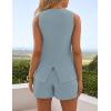 imageZESICA Womens 2025 Summer 2 Piece Short Sets Sleeveless Crew Neck Suit Vest Tops High Waist Shorts Business OutfitsDustyblue