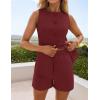 imageZESICA Womens 2025 Summer 2 Piece Short Sets Sleeveless Crew Neck Suit Vest Tops High Waist Shorts Business OutfitsWine