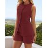 imageZESICA Womens 2025 Summer 2 Piece Short Sets Sleeveless Crew Neck Suit Vest Tops High Waist Shorts Business OutfitsWine