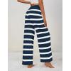 imageZESICA Womens Casual Striped Wide Leg Pants Elastic Waist Drawstring Knit Loose Soft Pajama Lounge Pants Fall ClothesDark Blue