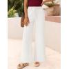 imageZESICA Womens Drawstring High Waist Jeans Loose Fit Wide Leg Straight Baggy Trendy Denim Pants with PocketsWhite
