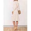imageZESICA Womens Fall Long Sleeve Wrap V Neck Ribbed Knit Pleated A Line Pullover Sweater Dress with BeltApricot