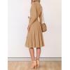 imageZESICA Womens Fall Long Sleeve Wrap V Neck Ribbed Knit Pleated A Line Pullover Sweater Dress with BeltCamel