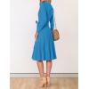 imageZESICA Womens Fall Long Sleeve Wrap V Neck Ribbed Knit Pleated A Line Pullover Sweater Dress with BeltCobaltblue