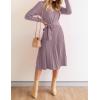 imageZESICA Womens Fall Long Sleeve Wrap V Neck Ribbed Knit Pleated A Line Pullover Sweater Dress with BeltDarkviolet