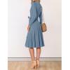 imageZESICA Womens Fall Long Sleeve Wrap V Neck Ribbed Knit Pleated A Line Pullover Sweater Dress with BeltDustyblue