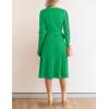 imageZESICA Womens Fall Long Sleeve Wrap V Neck Ribbed Knit Pleated A Line Pullover Sweater Dress with BeltGreen