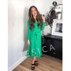 imageZESICA Womens Fall Long Sleeve Wrap V Neck Ribbed Knit Pleated A Line Pullover Sweater Dress with BeltGreen