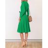 imageZESICA Womens Fall Long Sleeve Wrap V Neck Ribbed Knit Pleated A Line Pullover Sweater Dress with BeltGreen