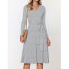 imageZESICA Womens Fall Long Sleeve Wrap V Neck Ribbed Knit Pleated A Line Pullover Sweater Dress with BeltGrey