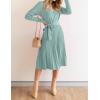 imageZESICA Womens Fall Long Sleeve Wrap V Neck Ribbed Knit Pleated A Line Pullover Sweater Dress with BeltLake