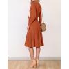imageZESICA Womens Fall Long Sleeve Wrap V Neck Ribbed Knit Pleated A Line Pullover Sweater Dress with BeltMaple