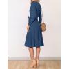imageZESICA Womens Fall Long Sleeve Wrap V Neck Ribbed Knit Pleated A Line Pullover Sweater Dress with BeltNavy