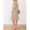 imageZESICA Womens Fall Long Sleeve Wrap V Neck Ribbed Knit Pleated A Line Pullover Sweater Dress with BeltOatmeal