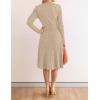 imageZESICA Womens Fall Long Sleeve Wrap V Neck Ribbed Knit Pleated A Line Pullover Sweater Dress with BeltOatmeal
