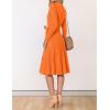 imageZESICA Womens Fall Long Sleeve Wrap V Neck Ribbed Knit Pleated A Line Pullover Sweater Dress with BeltOrange