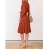 imageZESICA Womens Fall Long Sleeve Wrap V Neck Ribbed Knit Pleated A Line Pullover Sweater Dress with BeltRust