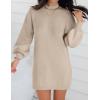 imageZESICA Womens Fall Turtleneck Sweater Dress Oversized Long Lantern Sleeve Casual Knit Pullover Mini DressesAlmond