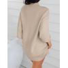imageZESICA Womens Fall Turtleneck Sweater Dress Oversized Long Lantern Sleeve Casual Knit Pullover Mini DressesAlmond