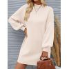 imageZESICA Womens Fall Turtleneck Sweater Dress Oversized Long Lantern Sleeve Casual Knit Pullover Mini DressesApricot