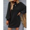 imageZESICA Womens Fall Turtleneck Sweater Dress Oversized Long Lantern Sleeve Casual Knit Pullover Mini DressesBlack