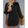 imageZESICA Womens Fall Turtleneck Sweater Dress Oversized Long Lantern Sleeve Casual Knit Pullover Mini DressesBlack